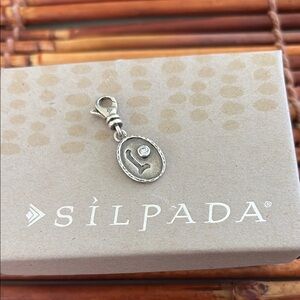 Silpada Sterling Silver Oval Initial L Charm with Cubic Zirconia Stone